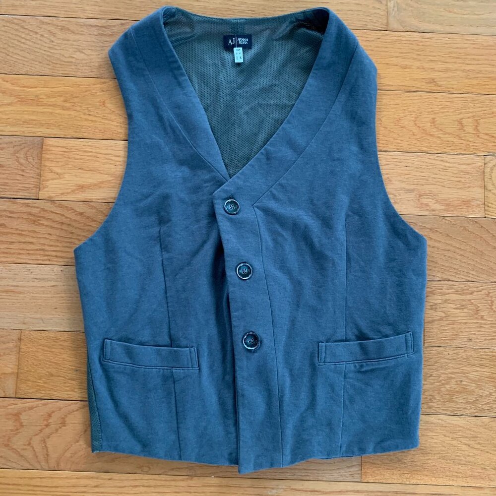 Armani Jeans Button Front‎ Vest Men's M Casual Sleeveless Jacket AJ Grey Gray